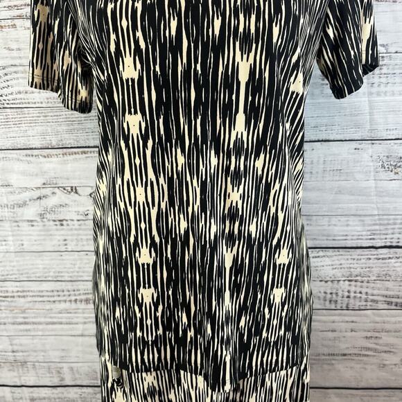 JM Collection 2pc Skirt Blouse Set Outfit size Small Black Camel Slinky Peasant - Picture 5 of 10